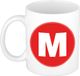 Bellatio Decorations Koffie mok met de letter M - beker - rood - 300 ml