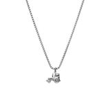 Lucardi - Kinder Stalen ketting met hanger tractor - Ketting - Staal - Zilverkleurig - 45 cm