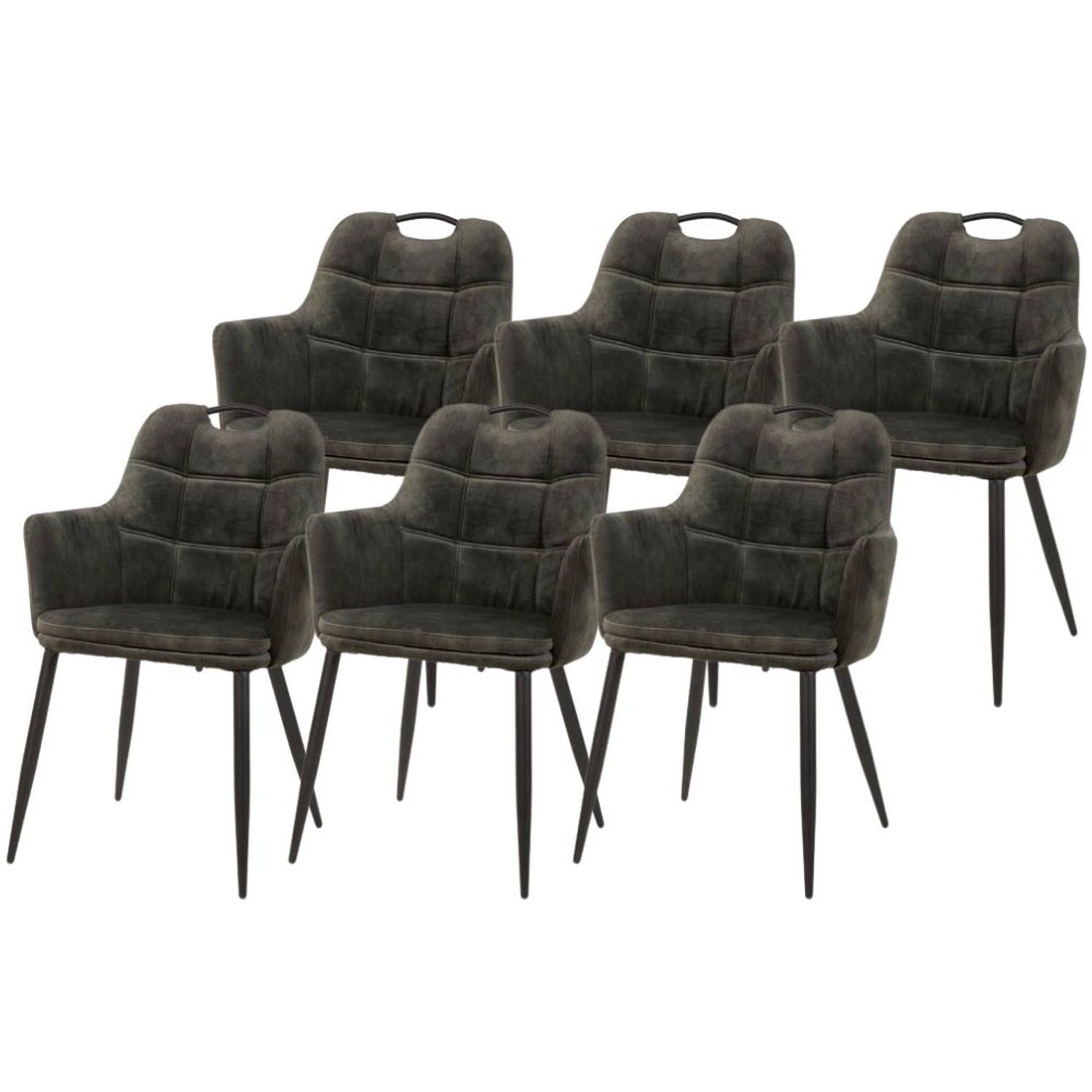 WAYS. kunstleren eetkamerstoelen - mosgroen - 6 stuks