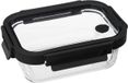 5Five Vershoudbakje met deksel - glas - luchtdicht - met clips - 19 x 14 x 7 cm - 500 ml - zwart/transparant