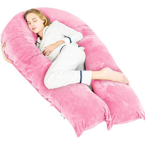 Avalo Zwangerschapskussen XXL 280 cm - U-Vorm Zijslaapkussen - Ergonomisch Body Pillow - Voedingskussen & Lichaamskussen voor Zwangere Vrouwen - Roze