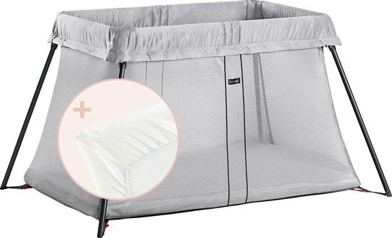 BabyBjörn Reisbedje Light Zilver incl. matrasovertrek
