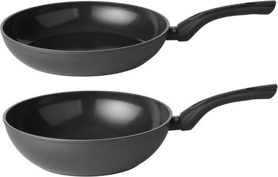 Sola Pannenset Stonehenge 2-Delig - Koekenpan ø 28 cm en Wokpan ø 28 cm - Zwart