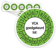 Merkloos / Sans marque Ricard Keuringsstickers VCA 2027 | 50 stuks, Ø 35 mm | Buiten Groen