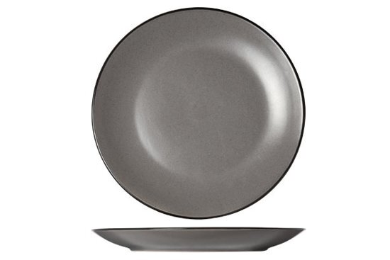 Cosy&Trendy Speckle grey met zwarte rand Set van 6 dessertborden