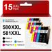 Canon Cartouches d'encre 580 581 XXL, 15 pièces, pour Canon PIXMA, multicolore