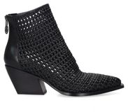 Marc Ellis Bottines femme, cuir véritable, Venere Lux, structure tressée, talon bloc, noir