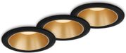 BOG Set Van 3 Spots Inbouw LED IP44 Spatwaterdicht Warm Wit Licht Inbouw Spot Zwart Goud 95x54 mm