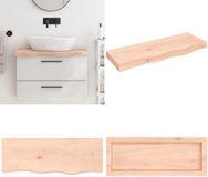 vidaXL Wastafelblad 80x30x(2-6) cm onbehandeld massief eikenhout