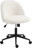 HOMCOM Office Chair-Teddyfleece (100 % Polyester)-59L x 52B x 84,5H cm-Cremeweiß