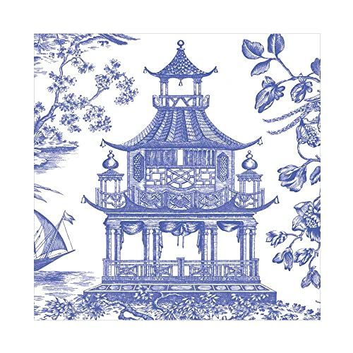 Caspari Chinoiserie Toile Pagode Blue Luncheon Napkins - 20 Pack