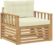 vidaXL - Buitensofa - Polyester - Wit - en - crèmekleurig