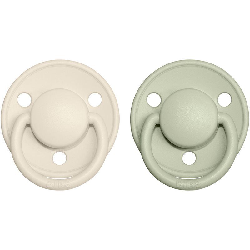 BIBS De Lux Natural Rubber Pacifier Set of 2, Cherry Shape, BPA-Free (Ivory/Sage, Size 2)