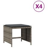 vidaXL Tuinkrukken 4 st met kussens 41x41x36 cm poly rattan grijs