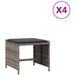 vidaXL Tuinkrukken 4 st met kussens 41x41x36 cm poly rattan grijs