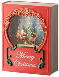 Lumineo Kerstlantaarn boek met kerstman - 21 cm (LED, Batterijen)