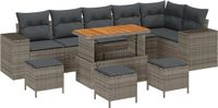 vidaXL - Tuinbank - Set - 10 - st - Grijs - poly - rattan