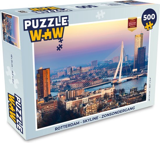 MuchoWow Puzzel Rotterdam - Skyline - Zonsondergang - Legpuzzel - Puzzel 500 stukjes - Sinterklaas cadeautjes - Sinterklaas voor grote kinderen