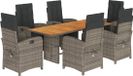 vidaXL 7-delige tuinset met kussens, polyrattan, grijs