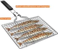 Panier de barbecue - Acier inoxydable - Portable - Poisson Légumes Crevettes - Pliable - Avec poignée et brosse - Sac de rangement Panier de barbecue