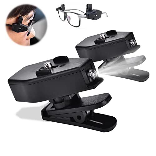 Dioche Mini-leeslamp, clip-pet, led clip-on brillamp licht voor veiligheid bril camping leesbril lamp visapparaat onderhoud (1 paar)