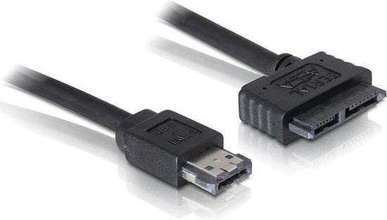 Delock eSATAP naar Slimline SATA 13-pins kabel 1,0 m zwart