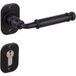 Galbusera Poignée de porte en fer forgé modèle LISSABON PZ Garniture de rosace noire antique