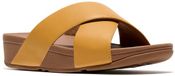 FitFlop Lulu Cross Slide Sandals Leather Dames Sandalen - Geel