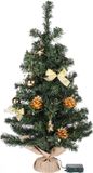 HI Kunstboom/kunst kerstboom - 75 cm - met kerstversiering en kerstverlichting - goud