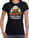 Bellatio Decorations Shoppartners Bv Funny emoticon t-shirt bedankt geniet van je pensioen zwart voor dames - Fun / cadeau shirt M