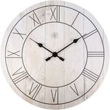 NeXtime Paul Wandklok - 40 cm - Hout - Wit - Romeinse Cijfers