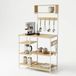Merkloos / Sans marque Relaxdays Keukenrek van metaal met USB-aansluiting, houtlook, 151 x 40 x 82 cm, natuur/wit