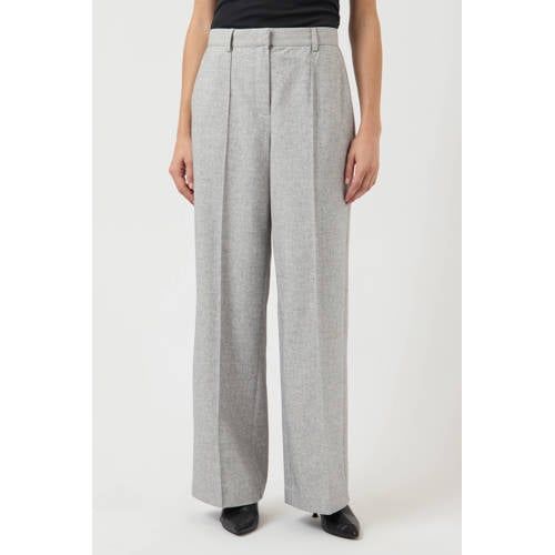 YAS Wide Leg Regular Waist Casual Broek Lichtgrijs