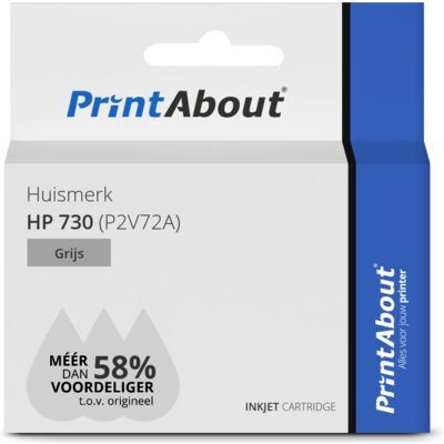 PrintAbout Huismerk HP 730 (P2V72A) Inktcartridge Grijs Hoge capaciteit