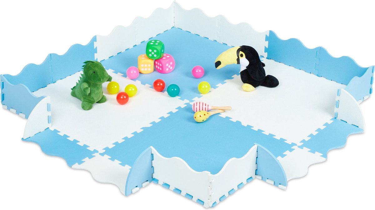 Relaxdays speelmat puzzel - met rand - puzzelmat - foam speeltegels - speeltapijt baby