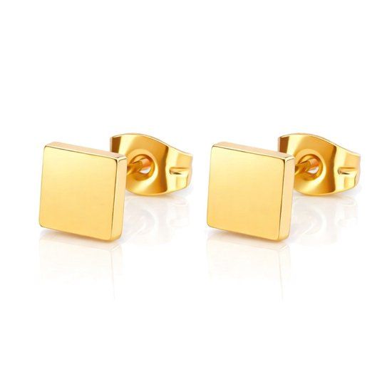 Cilla Jewels Lookinggoodtoday Dames Oorbellen Knoppen Goudkleurig Vierkant Edelstaal