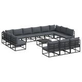 vidaXL - Tuinbank - Set - 14 - st - Zwart - Aluminium