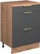 Vicco Commode Rion, Antraciet-goud/Goudkleurig Eiken, 60 x 46 cm sans pente avec 3 tiroirs
