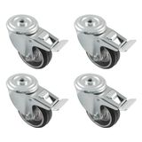 Amig - Set van 4 vaste wielen met metalen plaat - Ø 100 mm - Maximaal gewicht 250 kg - Voor zware meubel- of industriële trolleys - Kogellagers - Nylon kern - Blauw