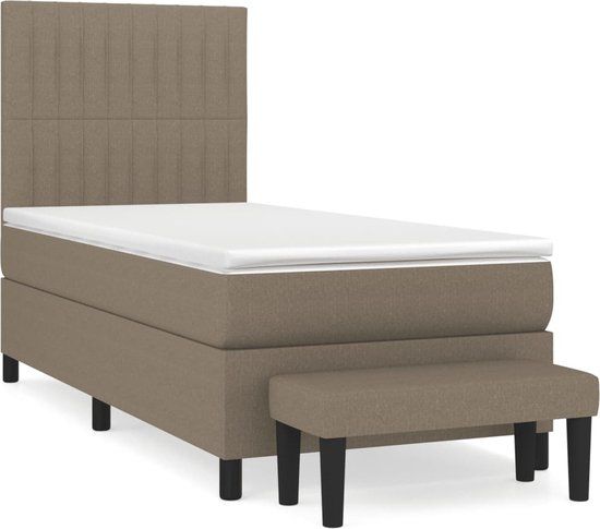 vidaXL Boxspring met matras stof taupe 80x200 cm