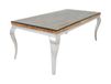 Table à manger VELENA - Rectangulaire 200 cm - Teck, verre et acier argenté - Style baroque chic