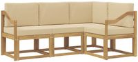 vidaXL Hoek loungeset Acacia hout Wit en Beige