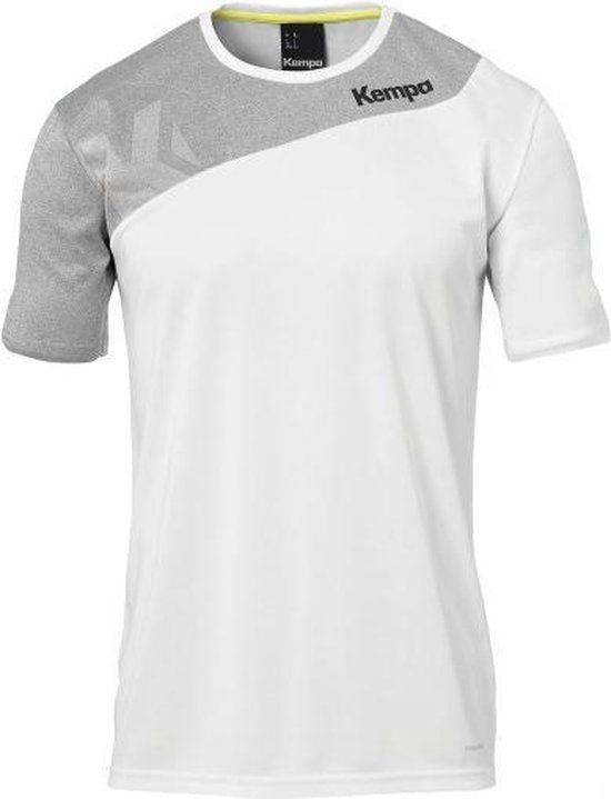 Kempa Core 2.0 Shirt Kind Wit-Donker Grijs Melange Maat 128