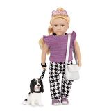 Lori Nugget Pop Heather en hond – mini-pop 15 cm met poppenkleding en blonde lange haren, tas, zonnebril – speelgoed voor kinderen vanaf 3 jaar