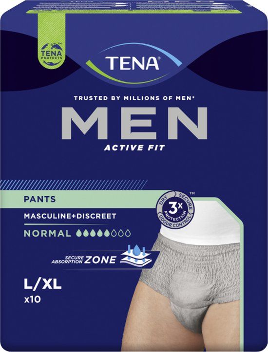 TENA Men Active Fit Normal Large/XL 10 - Incontinentiebroekjes voor Mannen