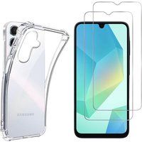 Phonillico® Schokbestendig hoesje voor Samsung Galaxy A16 4G / A16 5G en 2 schermbeschermer van gehard glas