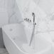 Fortifura Nebbio Ensemble de baignoire - mitigeur thermostatique - raccord mural avec support de douchette - flexible de douche en métal - douchette ronde - robinetterie de baignoire - chrome