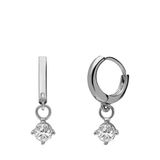 Lucardi Dames Zilveren oorringen met hanger zirkonia - Oorbellen - 925 Zilver - Zilverkleurig