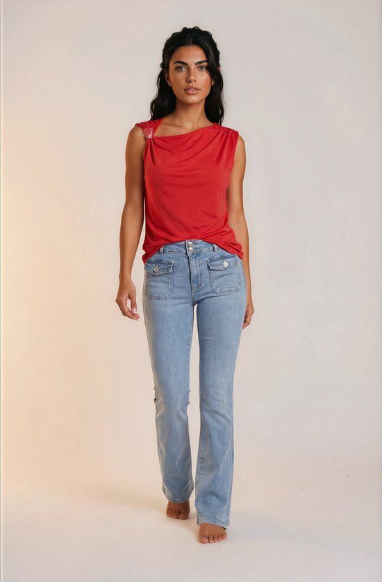 Morgan Top Mouwloos 261-Dred Red Maat M