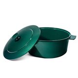Granitestone Diamond 6,5 Quart Hollandse ovenpot met deksel, ultra anti-aanbaklaag gezond mineraal & diamant coating, zelflagend deksel, metalen gebruiksvoorwerp, 100% PFOA vrij, groen